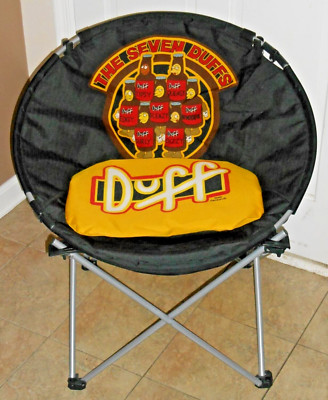 MAKE OFFER Simpsons Duff Beer Saucer Chair Seven Duffs Yellow Carrying Case 2004