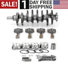Crankshaft + Pistons & Rings + Con Rod + Bearing Kit for Buick Chevy GMC 2.4L L4