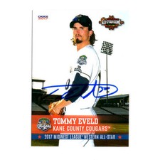 Tommy Eveld 2017 Midwest League All Star auto signed card Kane County Cougars