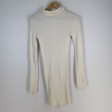 Go Sweet womens bodycon knit dress size S white long sleeve turtleneck 081309