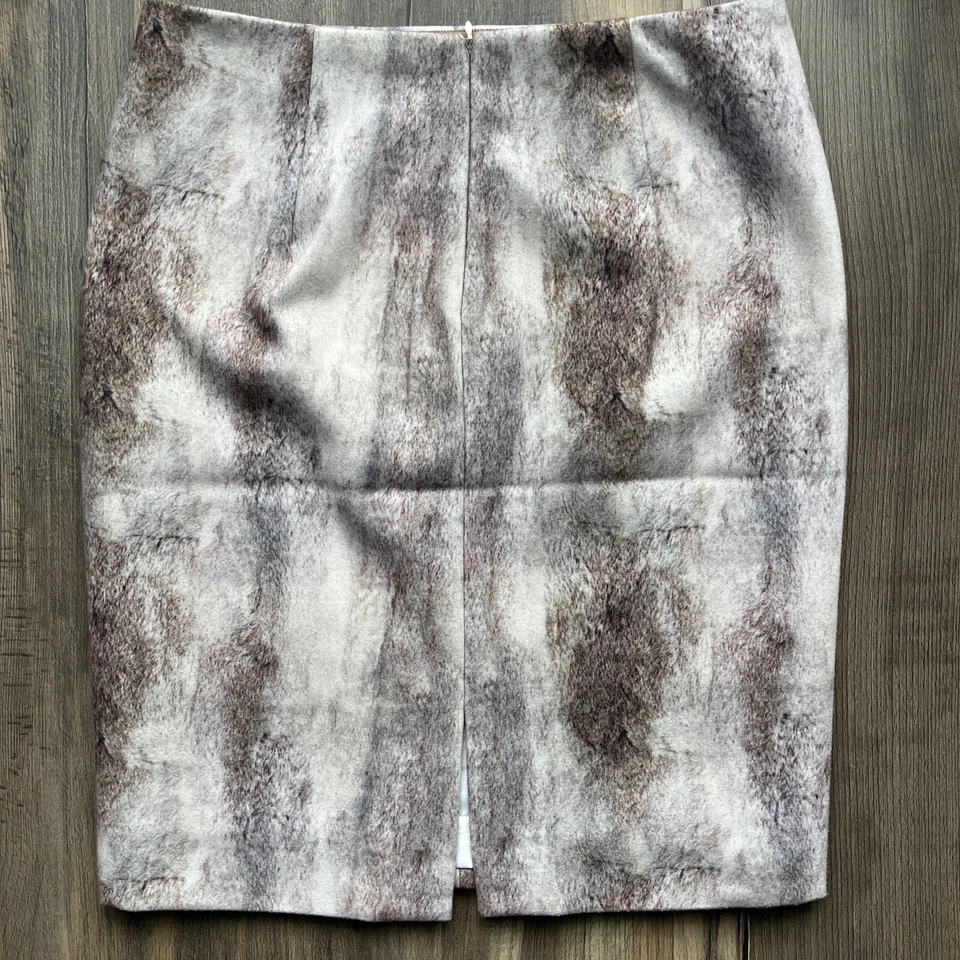 Catherine Malandrino искусственного меха коричневый кремовый карандаш юбка размер 6 - Изображение 4 из 4