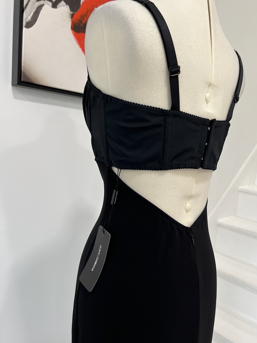 DOLCE & GABBANA Open-back satin and stretch-jersey bustier