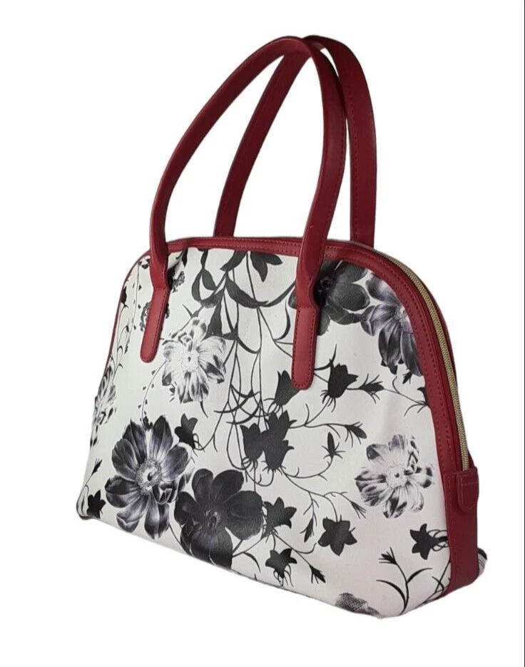 Kenneth Cole 反应钱包袋白色黑色花卉红色装饰金色口音 #25932 — 第 2/4 张图片