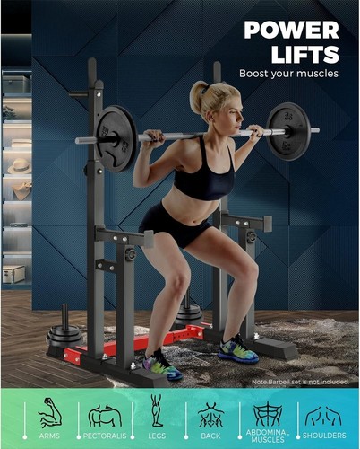 Adjustable Squat Rack Bench Press Barbell Stand Home Gym Fitness Equipment - Picture 4 of 6
