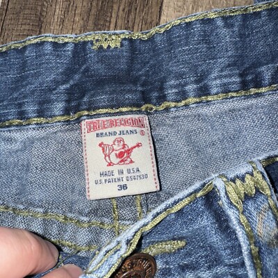 Vintage Y2K Tru Religion Jeans Denim Pants Blue 36x29 Made In USA