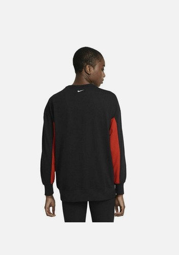 NIKE Sweater Women XXL 2XL Red Black Long Sleeve Color Block Sports Sweatshirt - Picture 2 of 9