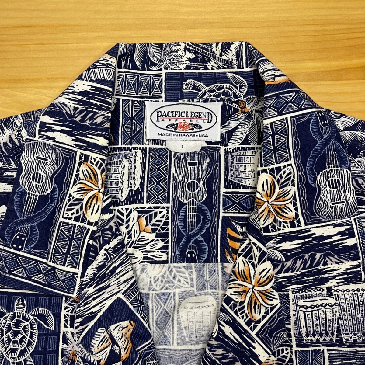 Pacific Legend Apparel Dark Blue Hawaiian Turtle Ocean Button Down Men's Shirt L View 2