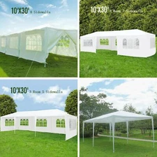 10'x30' Outdoor Canopy Party Wedding Tent White Gazebo Pavilion 5/7/8 SideWalls