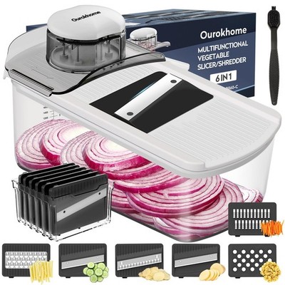 Vegetable Mandolin Slicer, Hand Safe Kitchen Food Shredder with 6 Mandoline B...