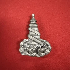 Torino Pewter Silver Tone Lighthouse Brooch and Earrings