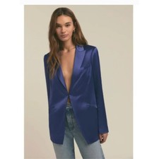 Favorite Daughter The Satin Blazer Navy Venetian Blue Sz L
