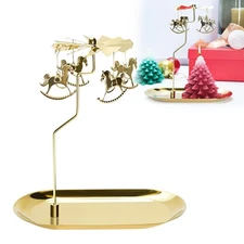 Christmas Spinning Candle Holder, Carousel Rotating Candlestick Set for Candl...