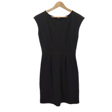 Quince Women Ultra-Stretch Ponte Cap Sleeve Midi Dress Black S