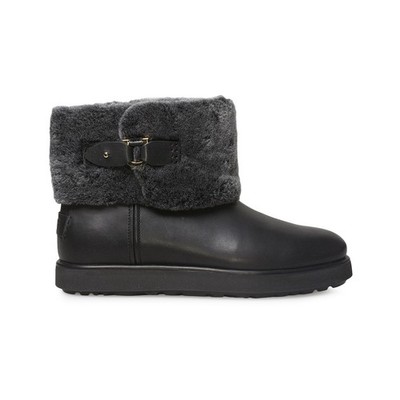 UGG CLASSIC BERGE MINI BLACK SUEDE WATERPROOF SHEEPSKIN BOOTS SIZE US 6 NEW