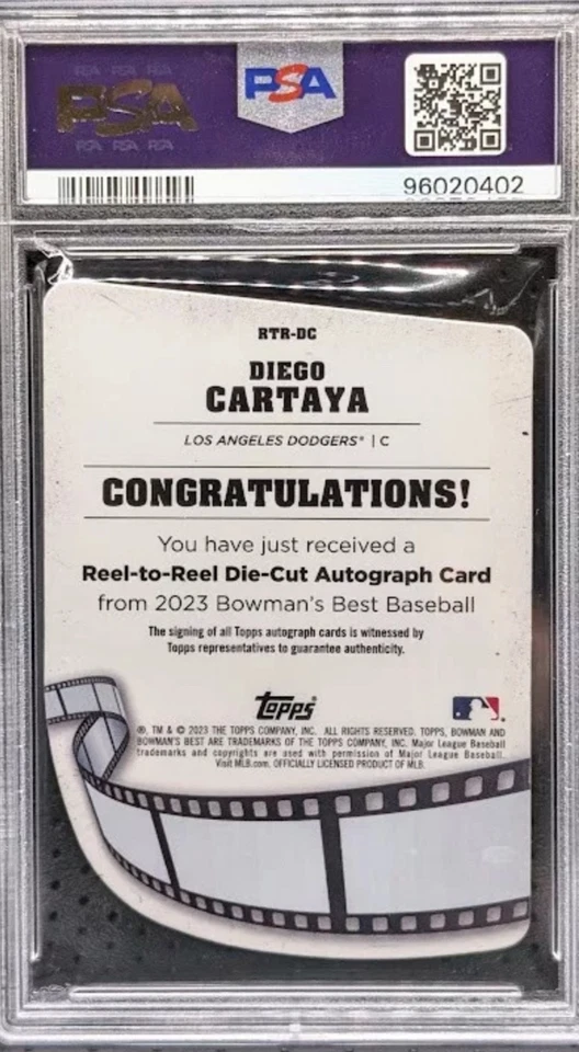 Diego Cartaya PSA 10 Auto 2023 Bowmans Best Lava Refractor Twins Dodgers #d /50  - Image 2 of 2