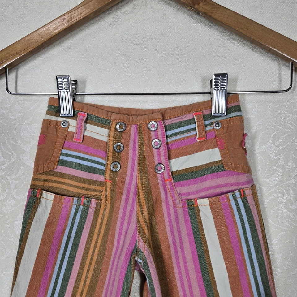 Pantalones Acampanados Oilily Niñas Talla 4 años Multicolor Bolsillos a Rayas Boho Hippie Retro Foto 2 de 4