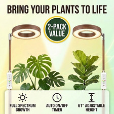 2 Pack LED Grow Light Full Spectrum Indoor Plant Lamp Timer Dimmable Tall Stand
