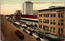 Bay Street Jacksonville Florida 1914 Postmarked Street Scene Postcard