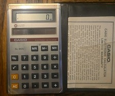 Vintage Casio SL-805 LCD Solar Pocket Calculator Adding Machine Travel Size