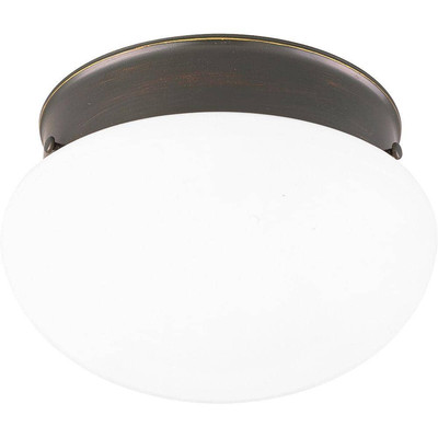 Progress Lighting 1-Light Antique Bronze Flush Mount with White Glass