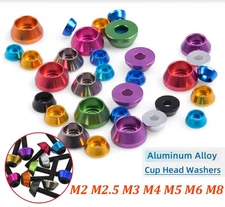 M2 M2.5 M3 M4 M5 M6 M8 Colours Load Spreading Cone Washers Anodised Aluminium