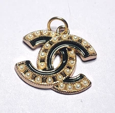 CHANEL BUTTON  BLACK GOLD PEARLS 22 mm