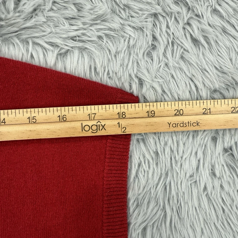 Chaleco Suéter Club Room Para Hombre L Rojo 100% Cachemira Fina Cuello en V Dinero Antiguo Foto 3 de 4