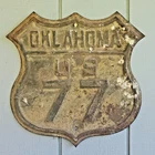 Vintage Oklahoma US 77 Embossed Metal Highway Road Sign Rustic Gas Oil Decor