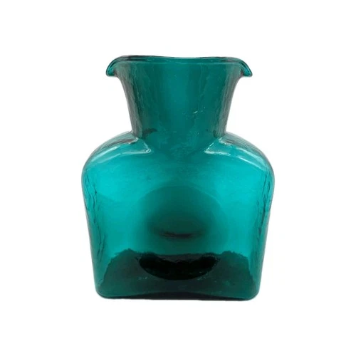 Vintage MCM Blenko Seabreeze Glass Water Pitcher Double Spout #384 Large 8" Tall