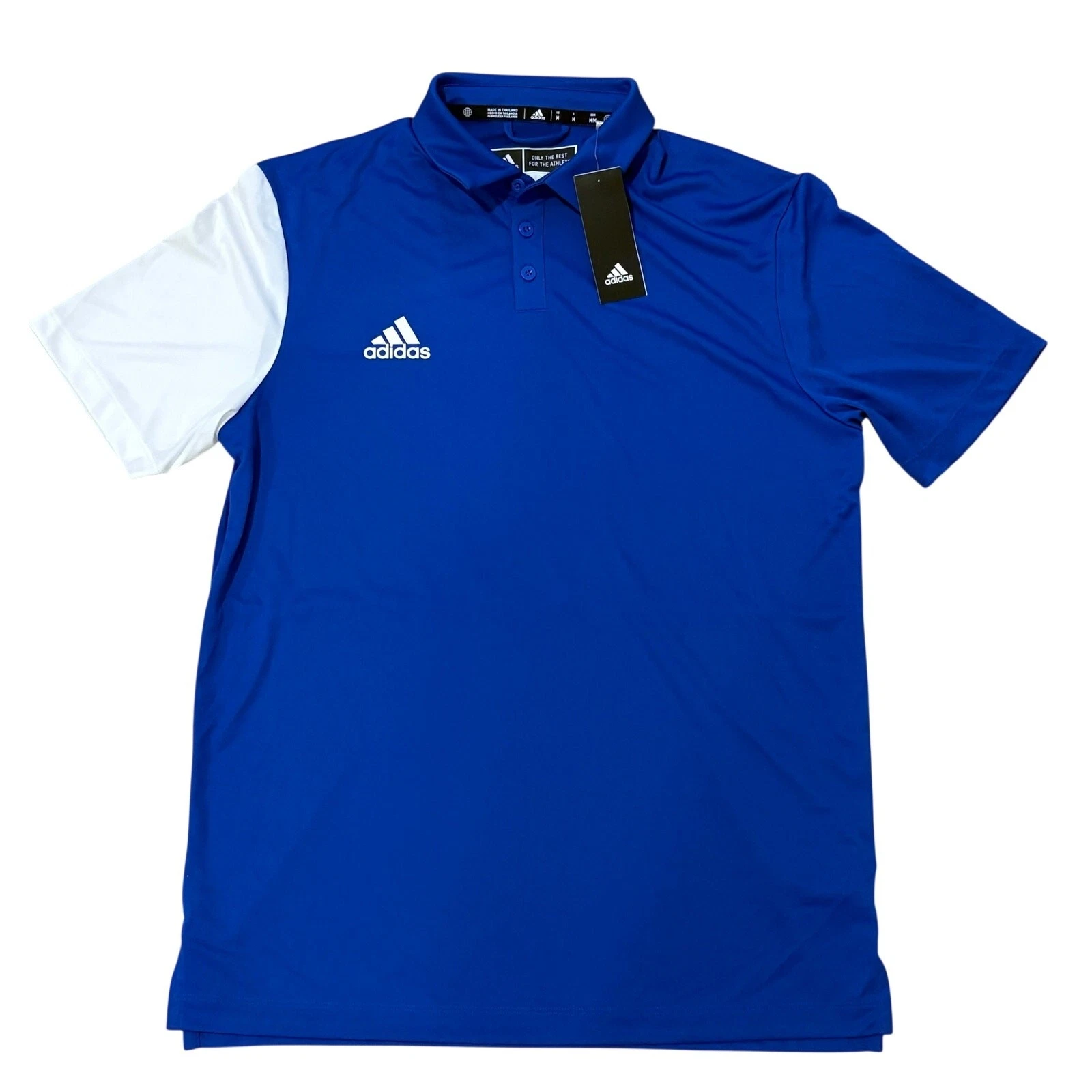 NWT adidas Men’s Golf Polo Performance Royal Blue White Color Block Aeroready M
