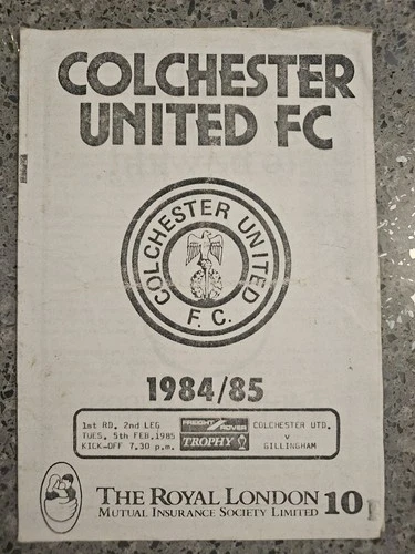 Colchester Utd v Gillingham Freight Rover Trophy 1st Round 5th February 1985