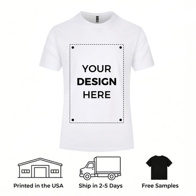 Custom Bulk Personalized White T Shirt  5.3 oz Print Your Logo Photo Text - DTG