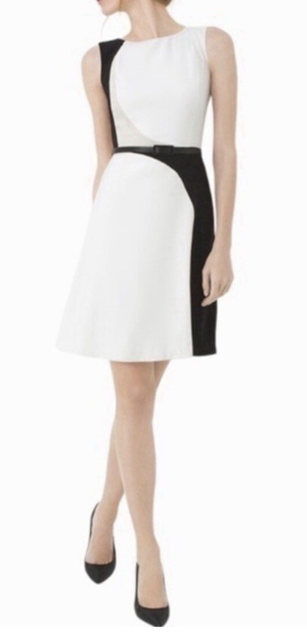 WHITE HOUSE BLACK MARKET Colorblock A-Line Dress SIZE 12