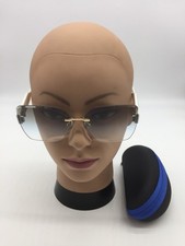 Fendi Women's Rimless Gold/White Trendy Sunglasses 63-16-146 Grey Lens