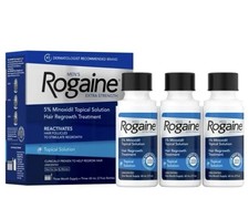 Men's Rogaine 5 Minoxidil Hair Regrowth Treatment Extra Strength 3 Bottles 60ml