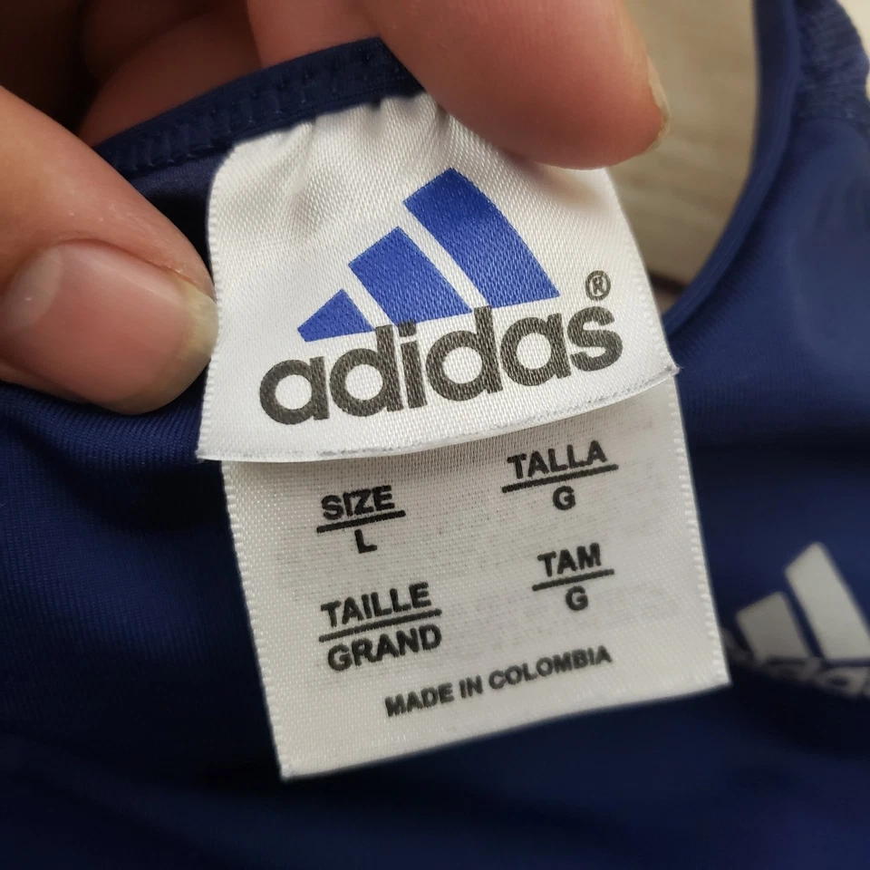 Camiseta sin mangas Adidas vintage para mujer grande AZUL ClimaLite entrenamiento espalda deportiva Foto 4 de 4