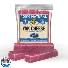 Tibetan Dog Chew Yak Cheese Sticks (3 Large Chews) Blueberry Flavored - Handm