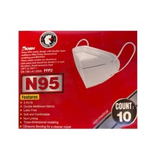 N95 Mask WHITE NIOSH Certified MADE IN USA 1 Count (Pack of 10)