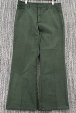 VTG 70s Men s Green Flared Bell Bottom Twill Pants 36x29 Talon Zipper 10 Leg