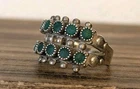 Vintage Southwestern Sterling Silver Green Turquoise Cluster Snake Eye Ring Sz 7