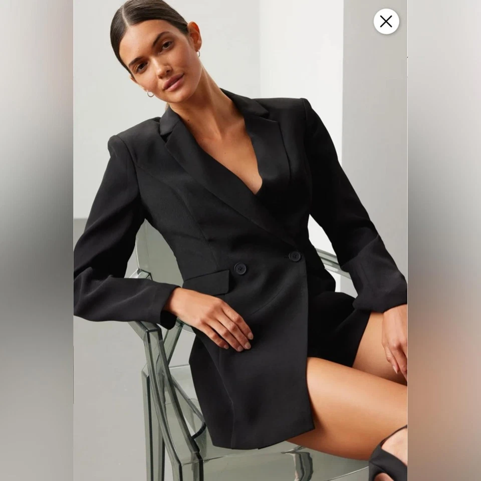 Blazer Mameluco Rosa Sin Fin Doble Pecho Elegante Sexy - Talla XS Foto 2 de 4