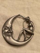 1979 Vintage Winking Moon Nude Woman Belt Buckle Bergamot Brass Works-49 USA