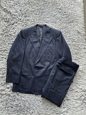 Gieves Hawkes Suit Men 42 Blue Wool Double Breasted Blazer Sport Coat Savile Row