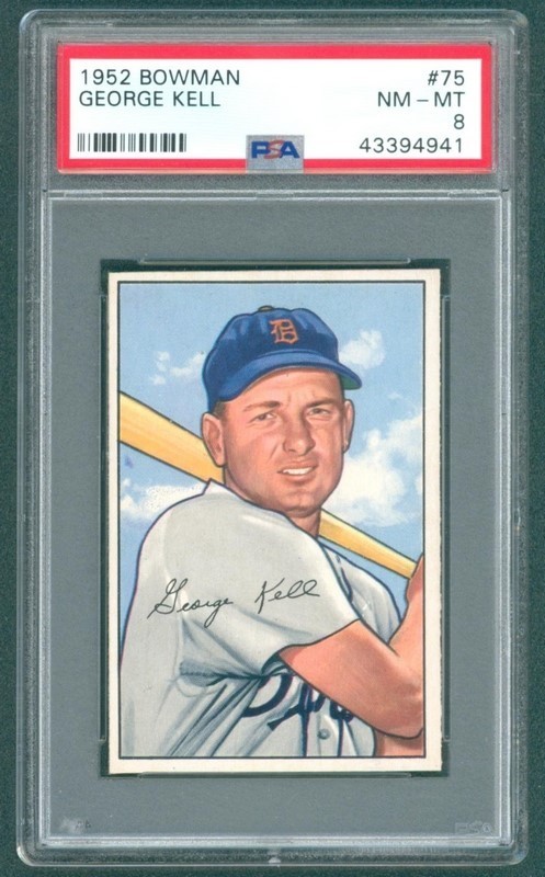1952 Bowman #75 George Kell HOF PSA 8 Detroit Tigers "Free Shipping"