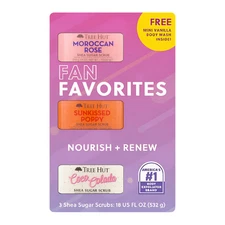 Tree Hut 3 Pack Fan Favorites Shea Sugar Scrubs Set with Bonus Travel Body Wash