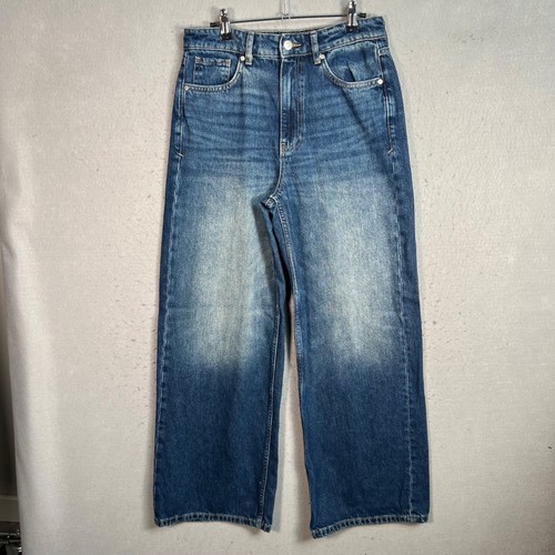 Mango Womens Size 4 High-Rise Wide Leg Jeans Blue Denim