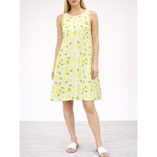 Pappagallo Summer Lemons Mini Swing Dress White & Yellow Women’s Size Medium