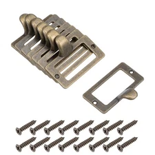 8X Label Holders Drawer Pulls Zinc Alloy Label Frame Card Holder with Screws