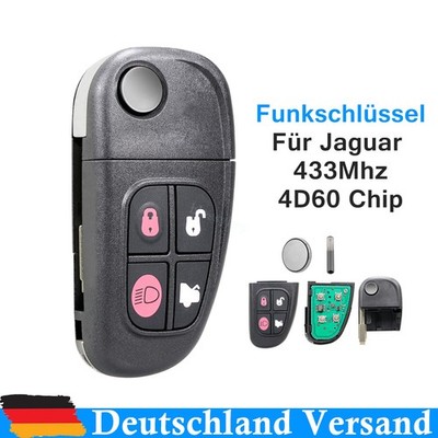 Funk Schlüssel Fernbedienung 433MHz Für Jaguar S-Type X-Type XJR XJ + 4D60 Chip