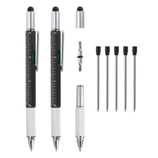 2pcs 6 in 1 Metal Multitool Tech Tool Pen Gifts with Ballpoint Pen Black
